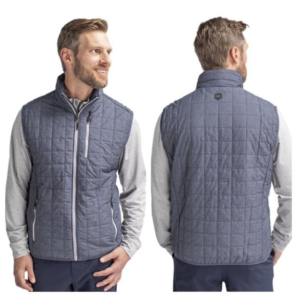 Seahawks Cutter & Buck Men's Rainier PrimaLoft Vest Logo Blue Gray Size 4XB - Picture 1 of 10